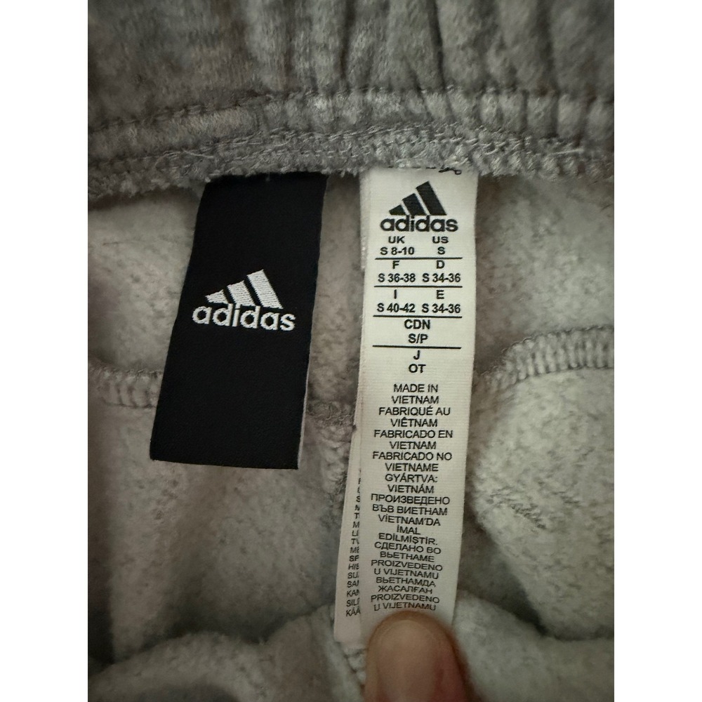 Adidas Womens Essentials 3-Stripes Fleece Tracksuit Grey Black Small Set - Picture 7 of 9